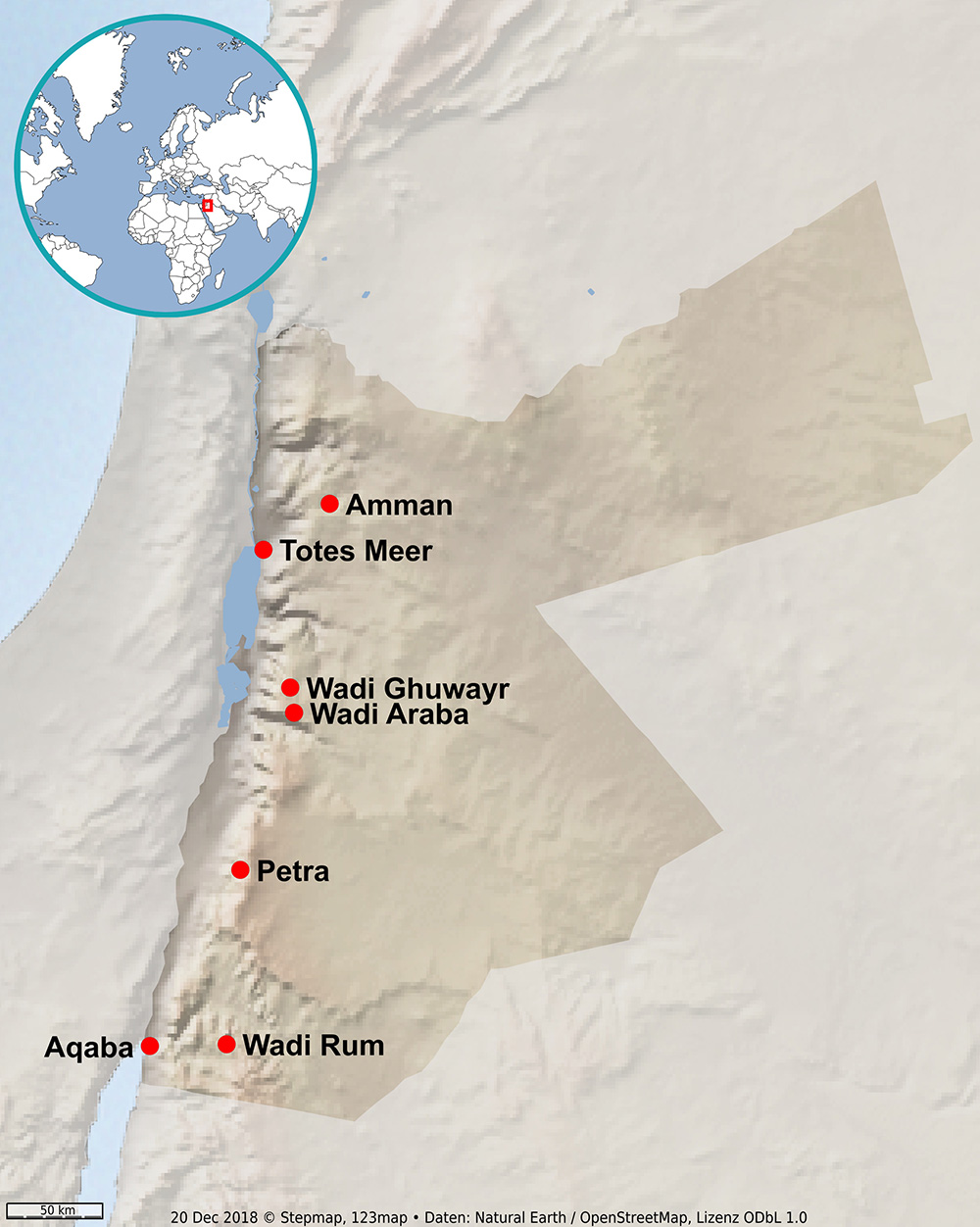 Karte Jordanien internet