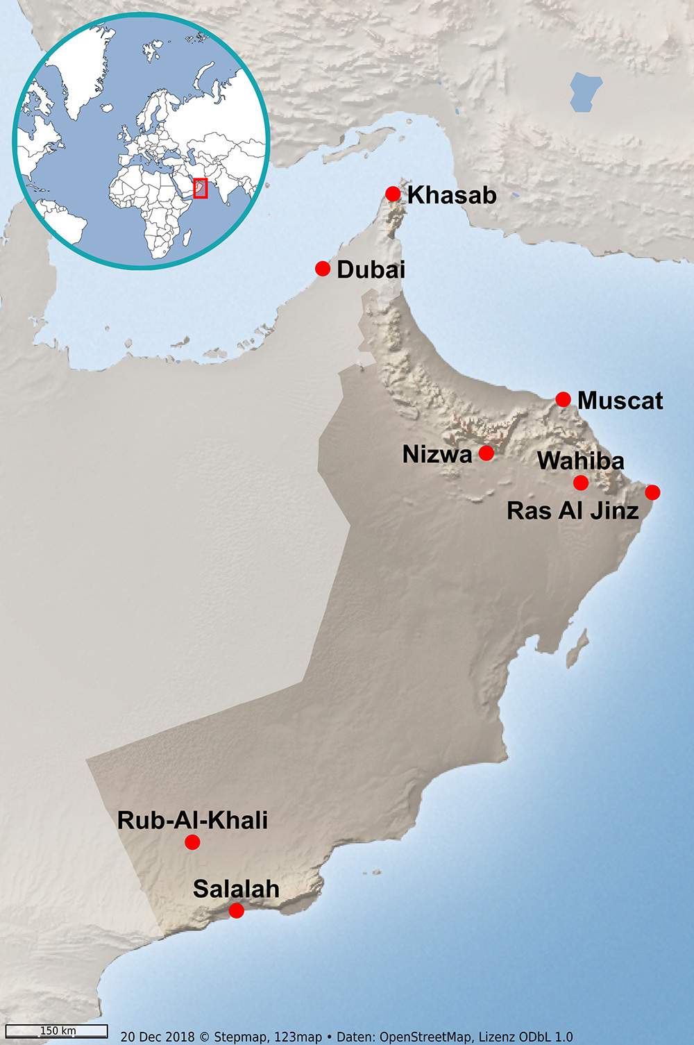 Karte Oman internet